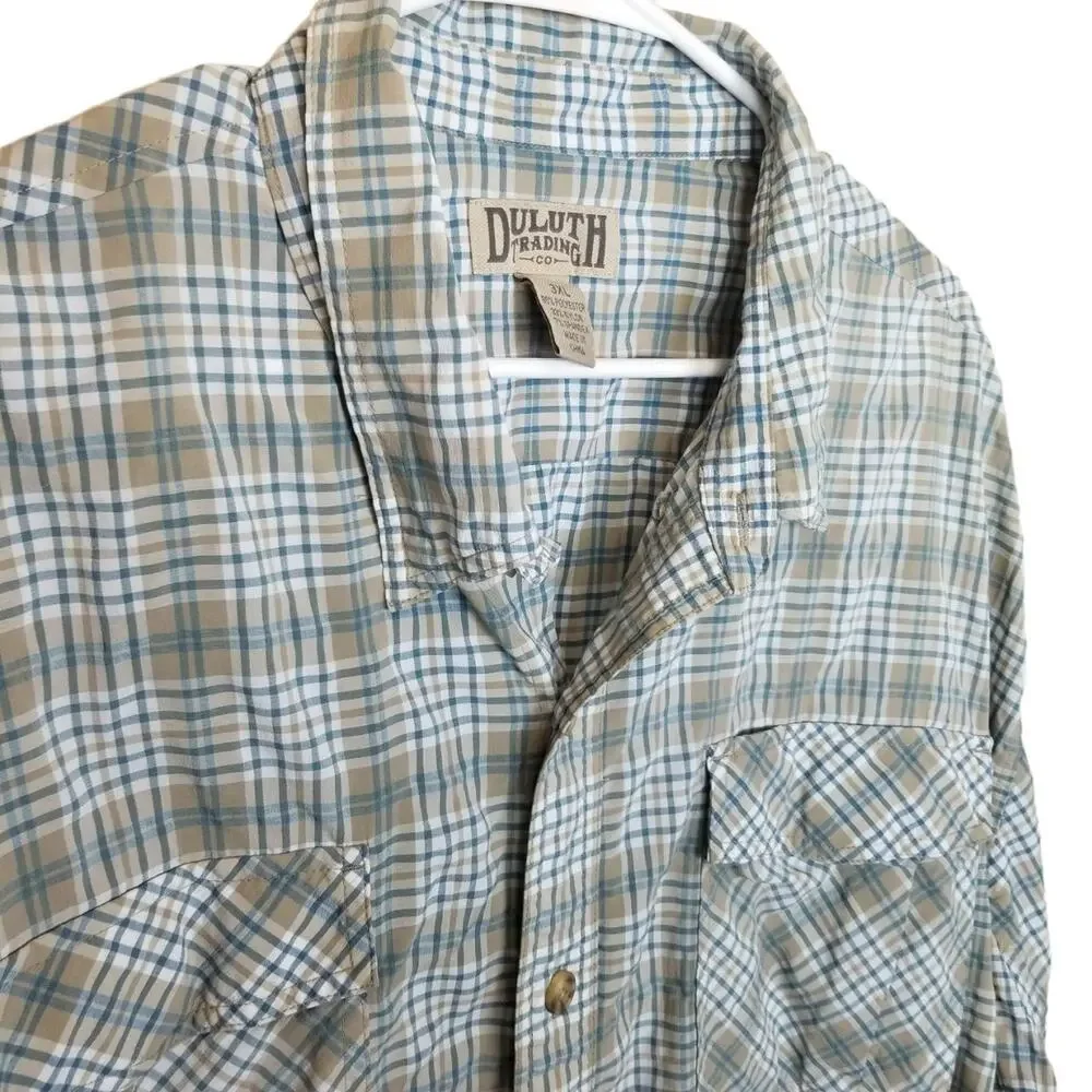 Duluth Trading Co Mens Plaid Button Shirt Sz 3XL Classic Minimalist Lightweight